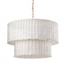  1084-6 BCB-WW - Erma BCB 6 Light Chandelier in Brushed Champagne Bronze with White Wicker Shade